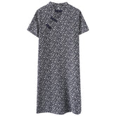 Retro Printd Short Sleeve Midi Dress
